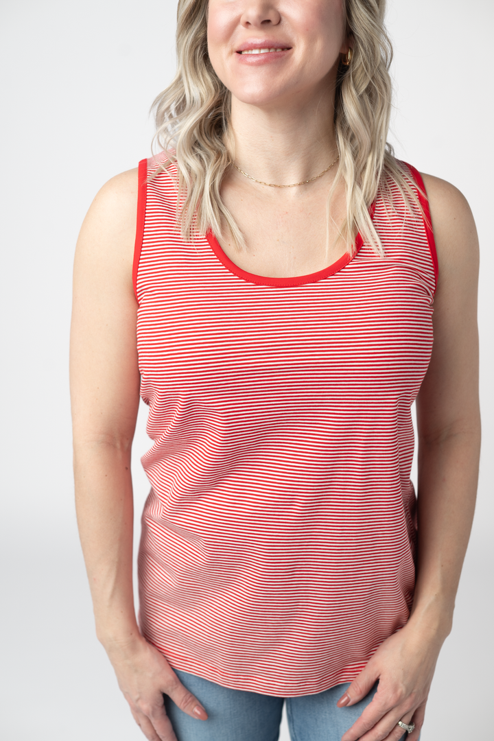 IN STOCK Micro Striped Tank - Red FINAL SALE