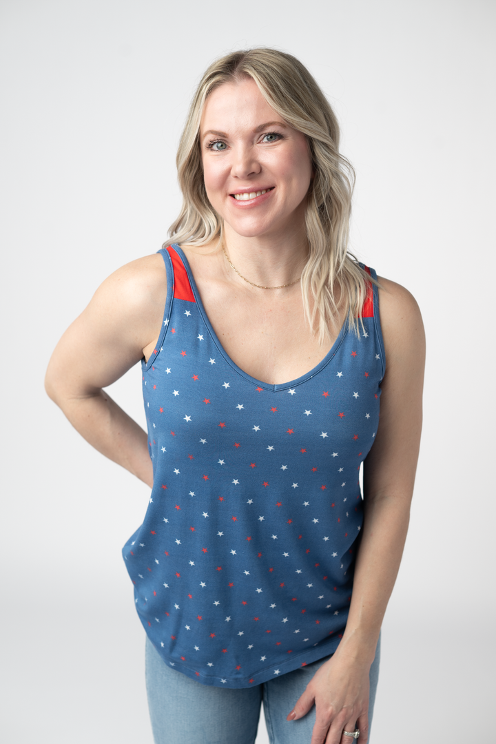 IN STOCK Poppy Tank - Blue Freedom Stars FINAL SALE