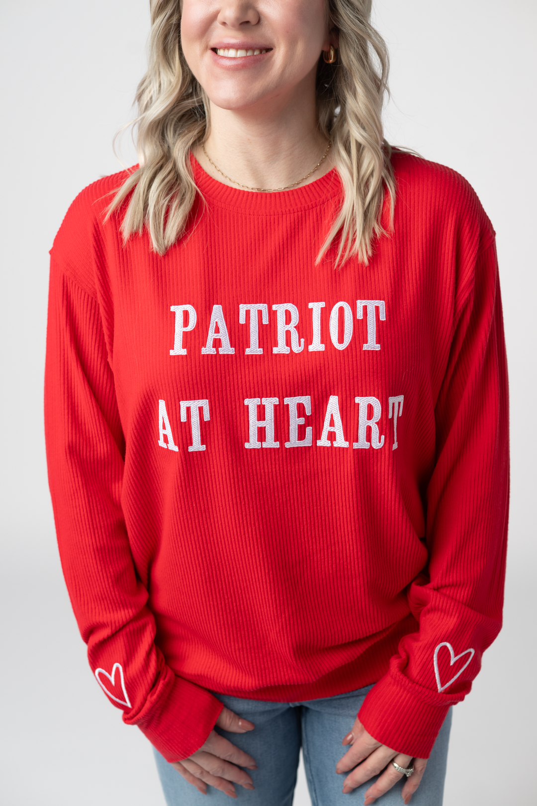 IN STOCK Corrine Embroidered Pullover Top - Patriot at Heart FINAL SALE