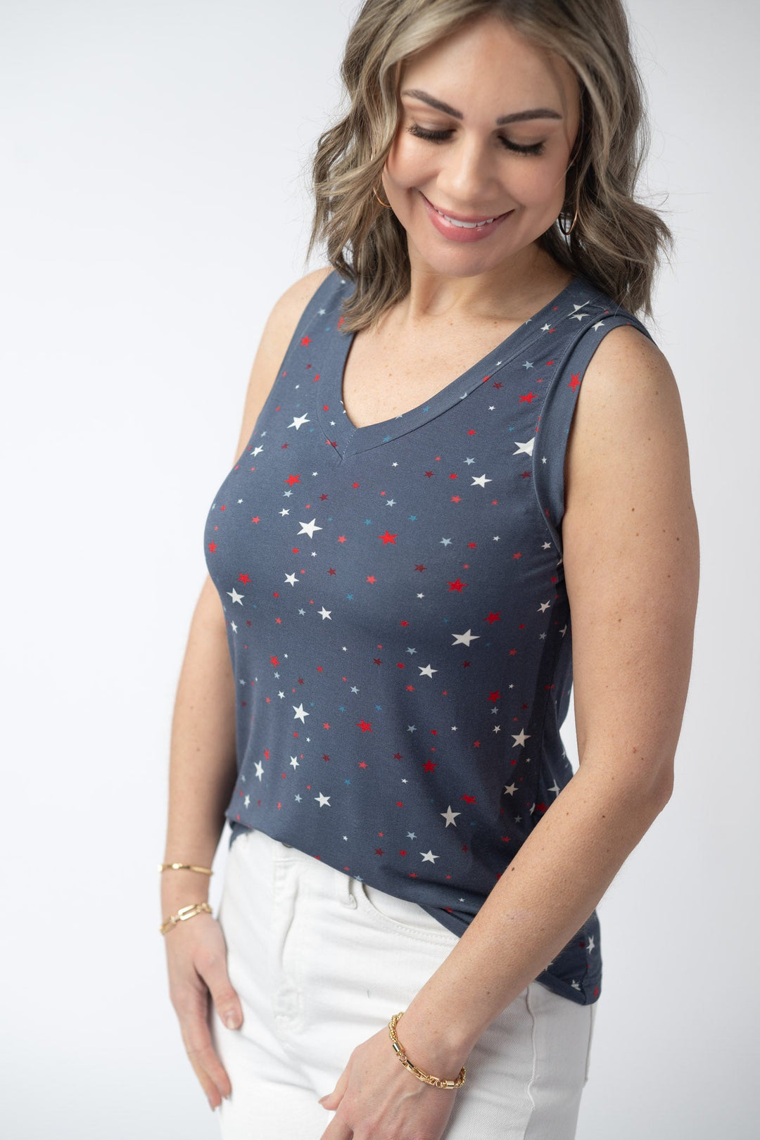 IN STOCK Noelle Tank - Navy Liberty Stars FINAL SALE