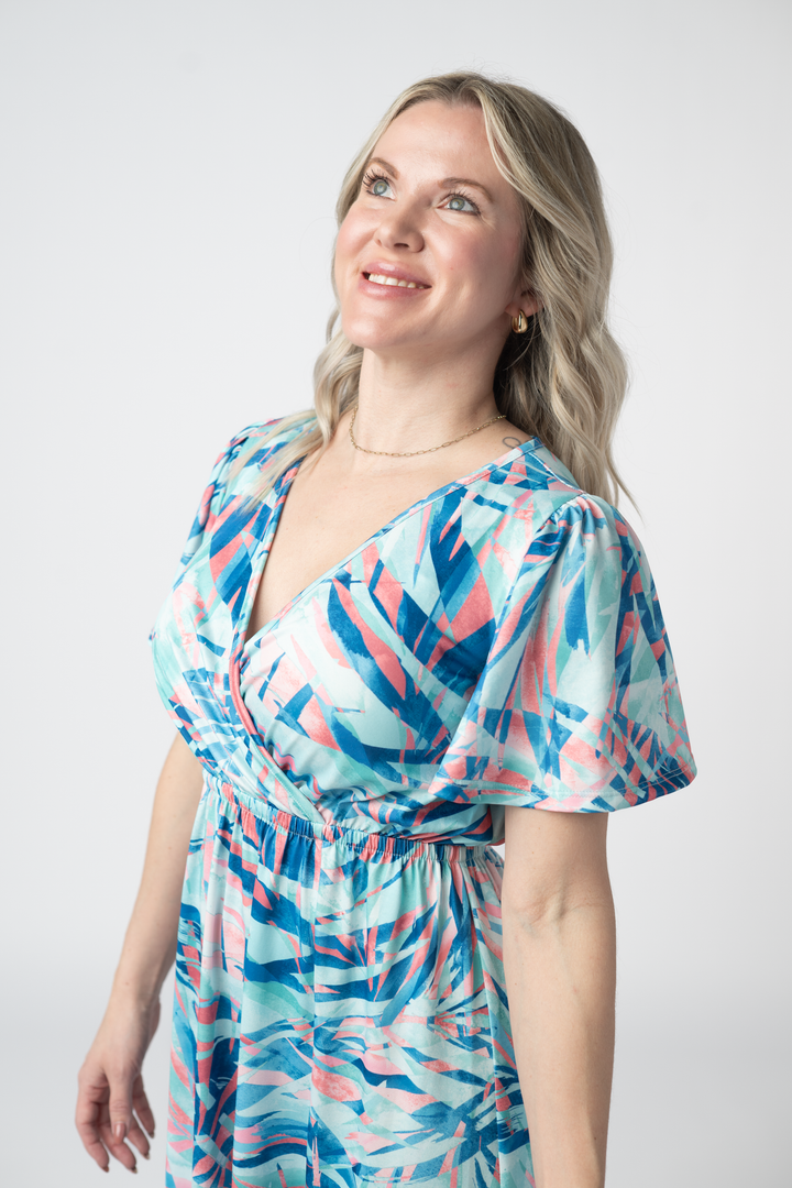 IN STOCK Millie Maxi Dress - Abstract Aqua Breeze FINAL SALE