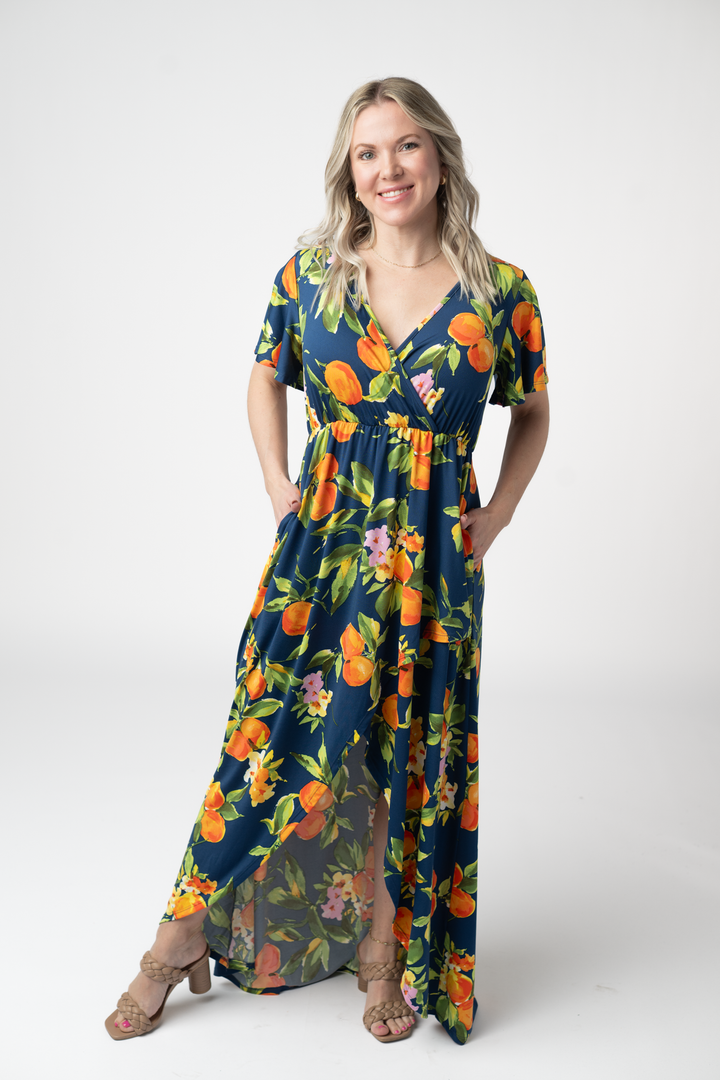 IN STOCK Harley High-Low Dress - Navy Citrus FINAL SALE