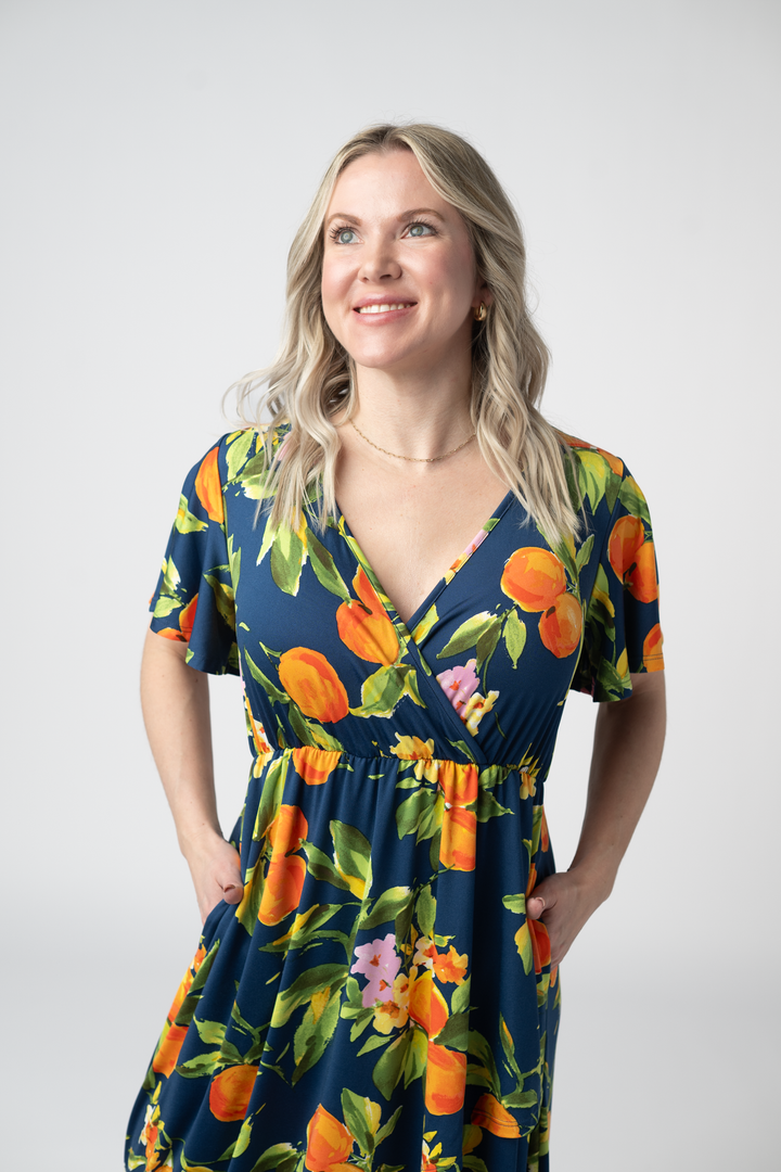 IN STOCK Harley High-Low Dress - Navy Citrus FINAL SALE