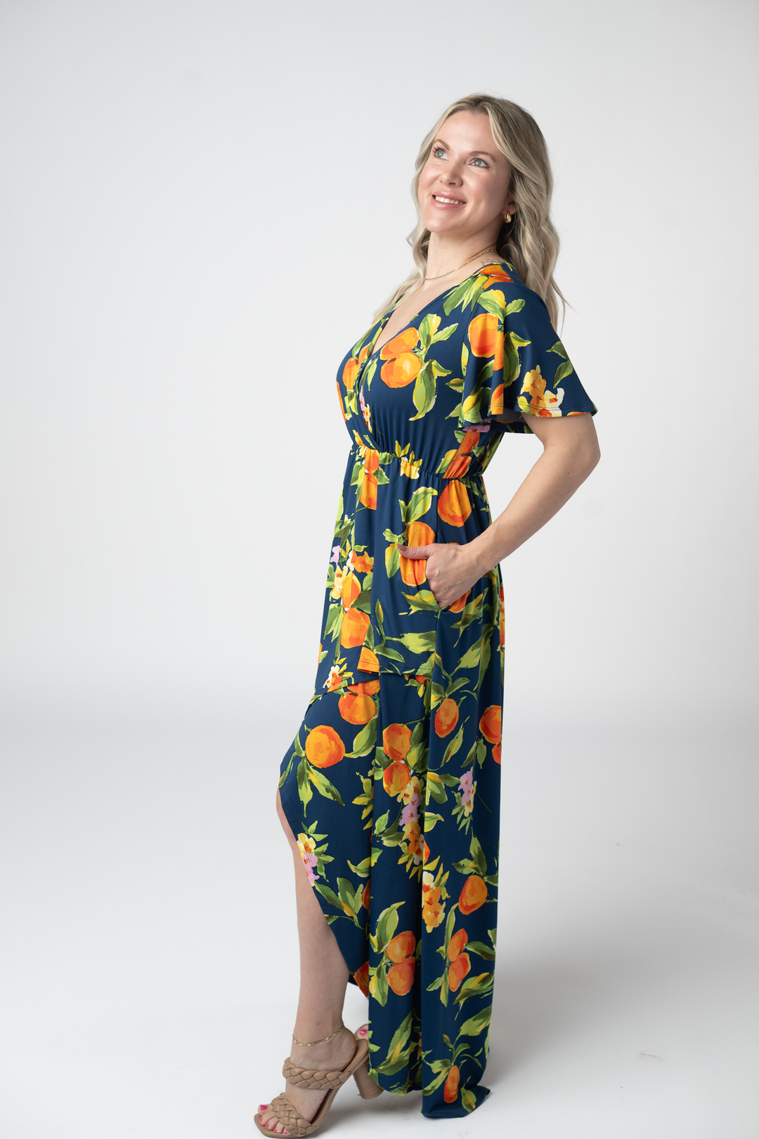 IN STOCK Harley High-Low Dress - Navy Citrus FINAL SALE