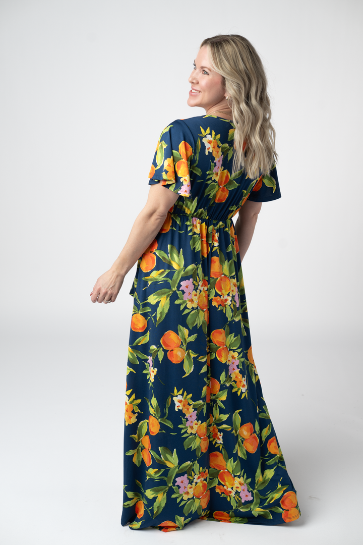 IN STOCK Harley High-Low Dress - Navy Citrus FINAL SALE