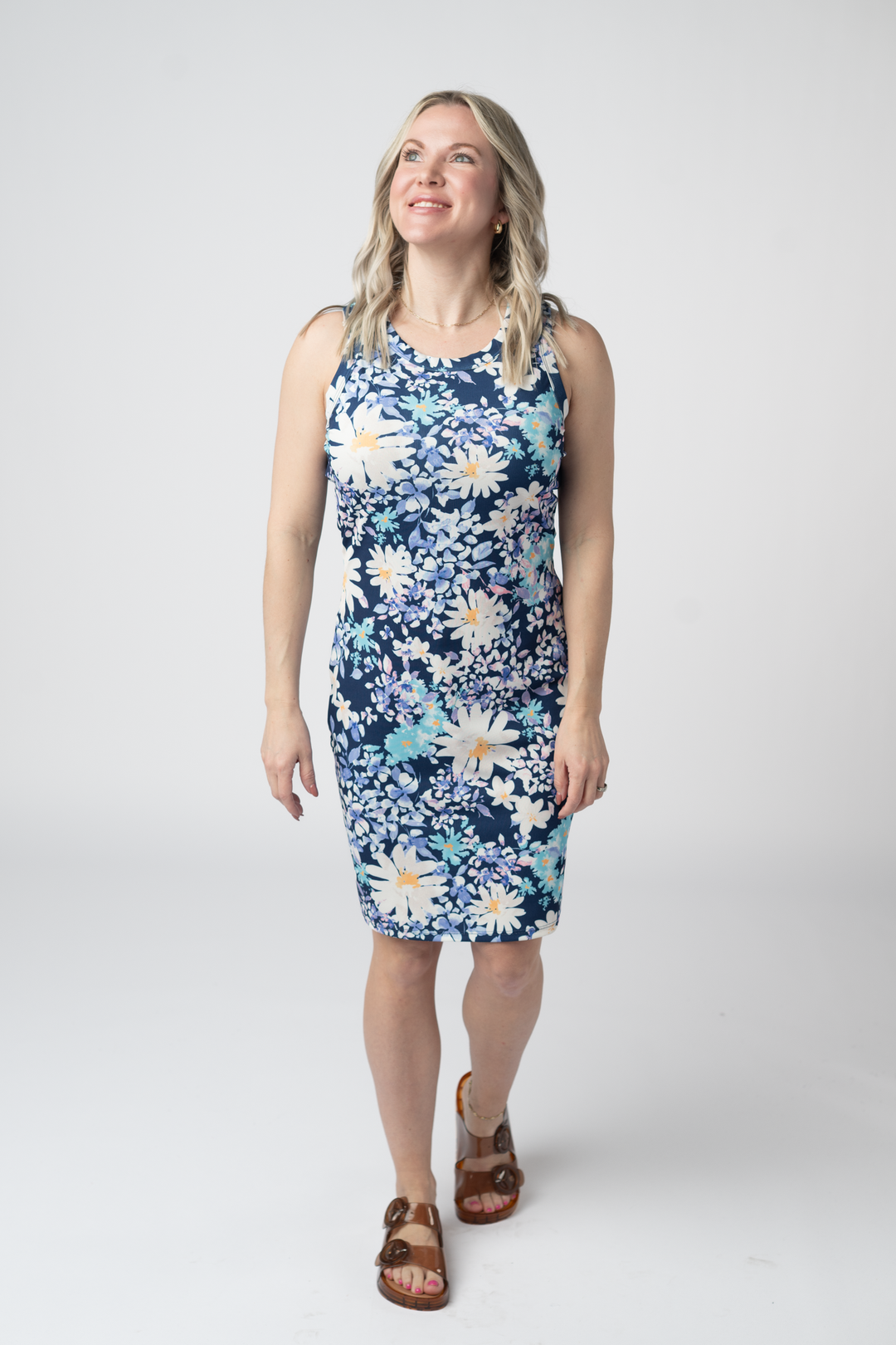 IN STOCK Mariah Ribbed Dress - Daisy Blues FINAL SALE