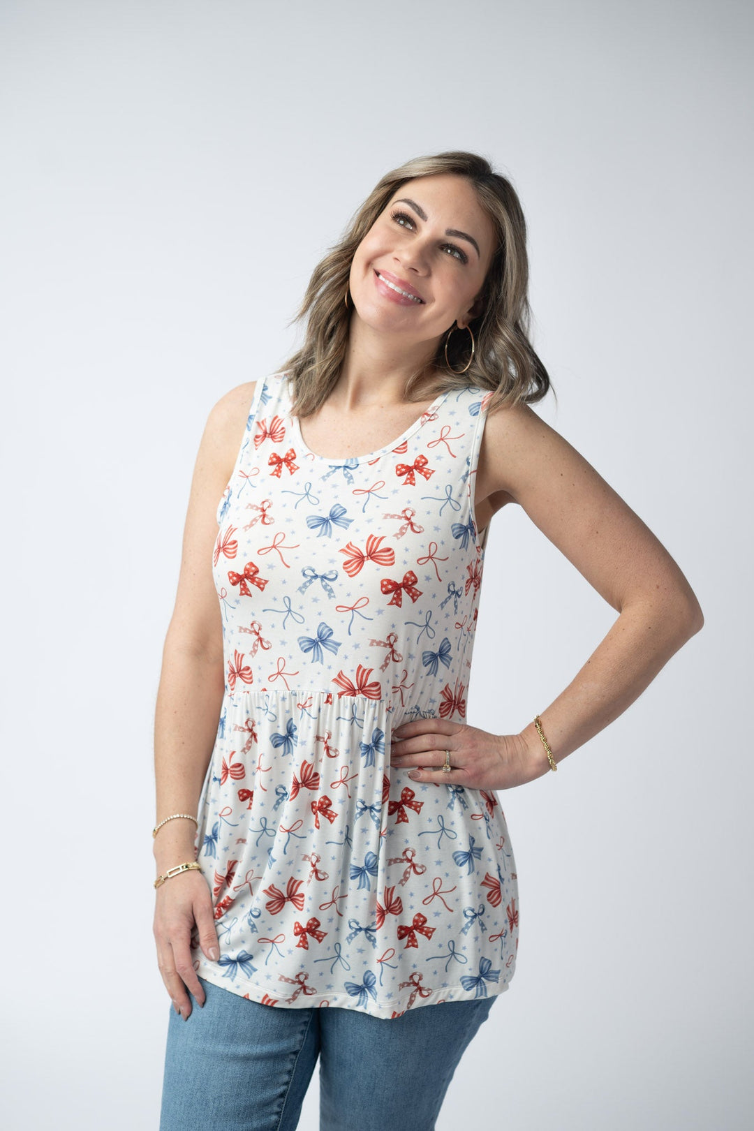 IN STOCK Renee Ruffle Tank Top - American Bows FINAL SALE