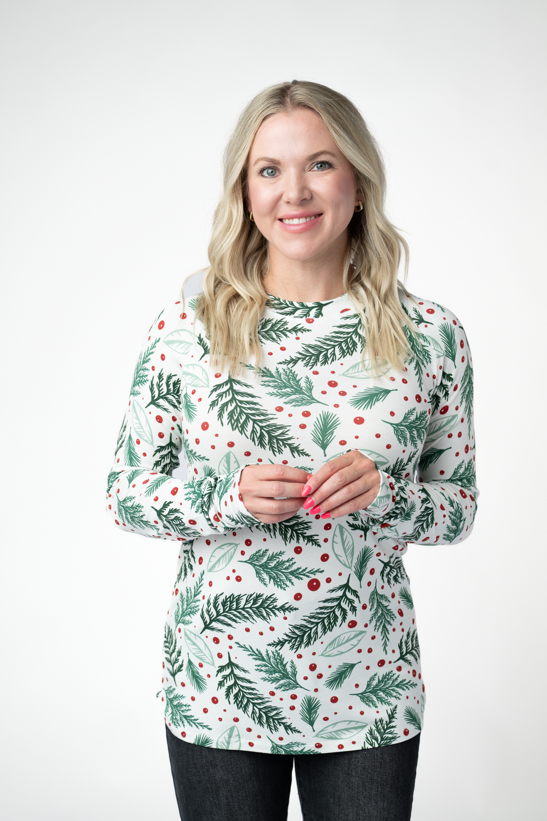 IN STOCK Blair Long Sleeve Top - Berry + Pine
