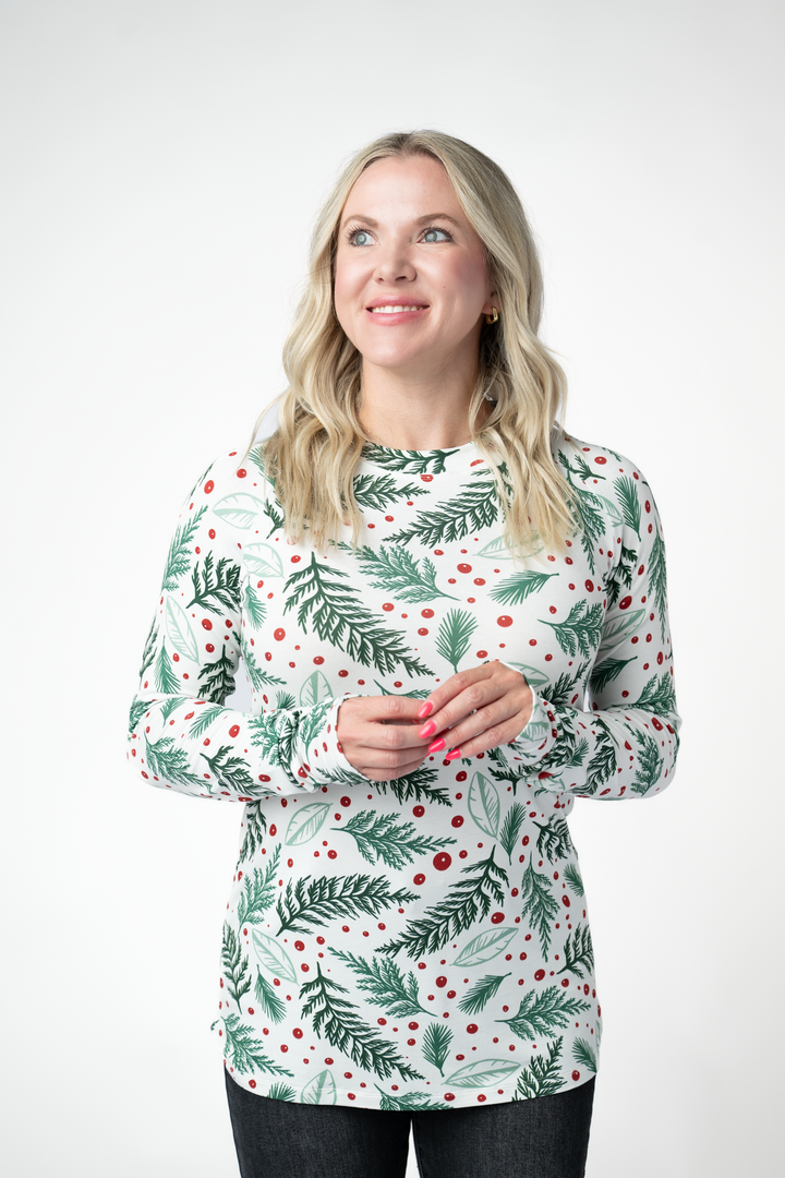 IN STOCK Blair Long Sleeve Top - Berry + Pine