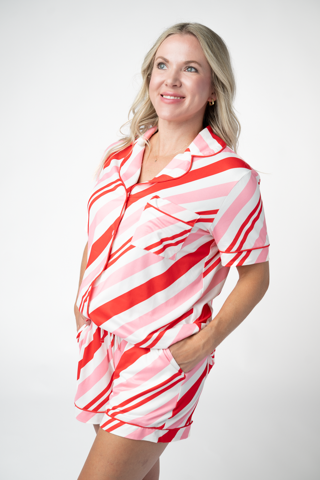 IN STOCK Brooke Top and Shorts Pajama Set - Candy Cane