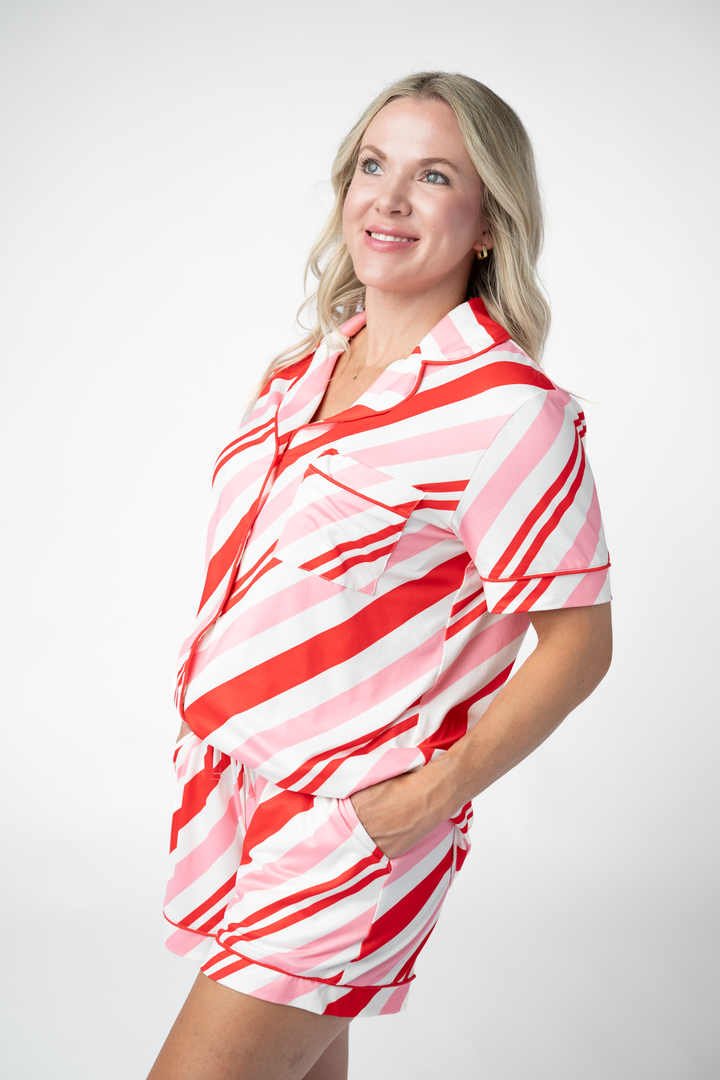 IN STOCK Brooke Top and Shorts Pajama Set - Candy Cane