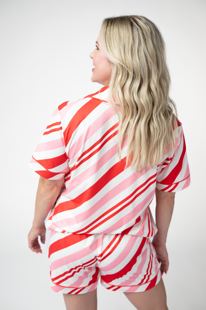 IN STOCK Brooke Top and Shorts Pajama Set - Candy Cane