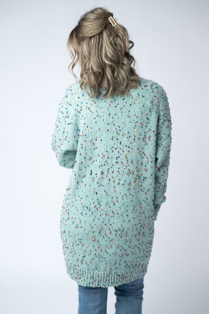 IN STOCK Carly Confetti Dot Cardigan - Aqua Blue
