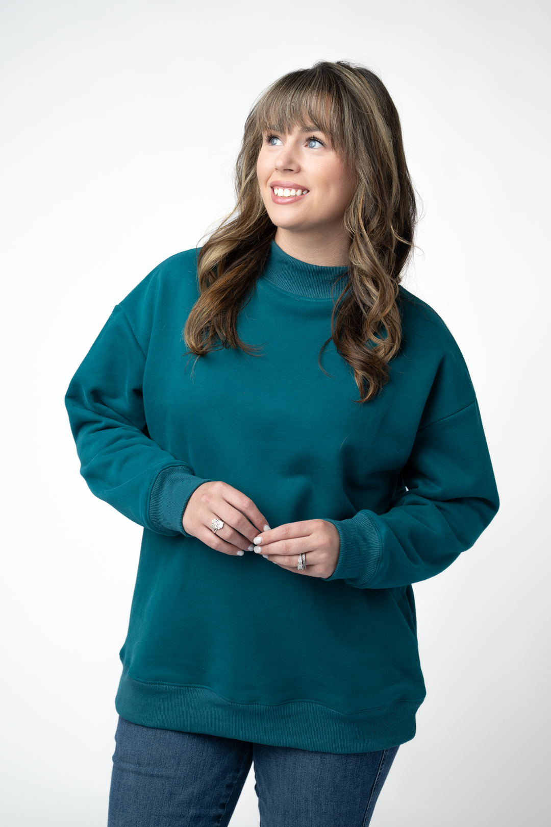 IN STOCK Marley Mock Neck Sweatshirt - Teal