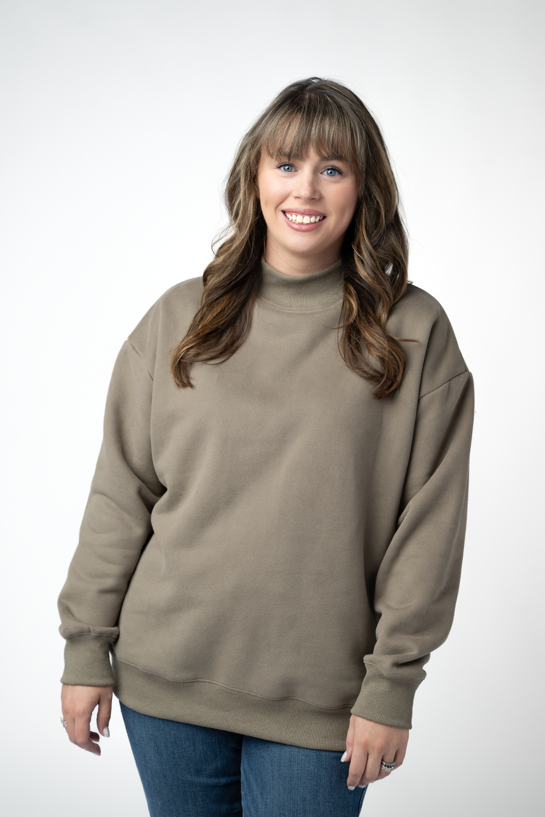 IN STOCK Marley Mock Neck Sweatshirt - Taupe