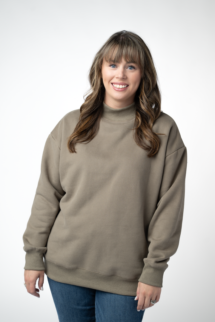 IN STOCK Marley Mock Neck Sweatshirt - Taupe