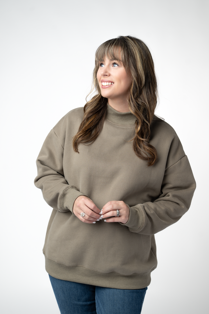 IN STOCK Marley Mock Neck Sweatshirt - Taupe