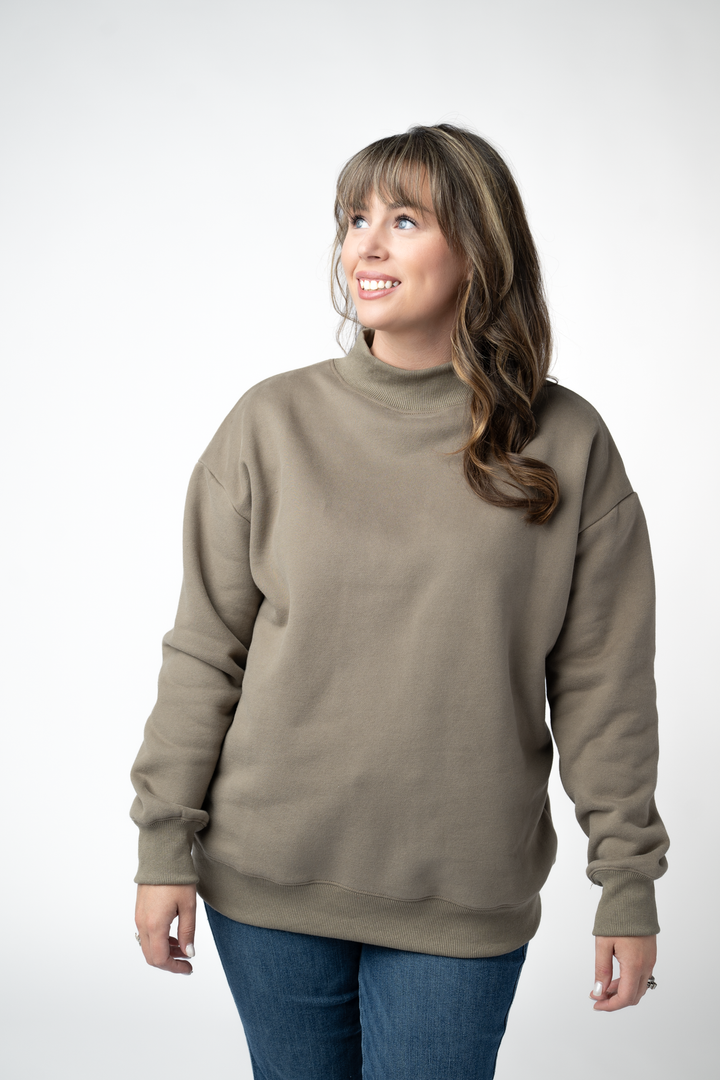 IN STOCK Marley Mock Neck Sweatshirt - Taupe