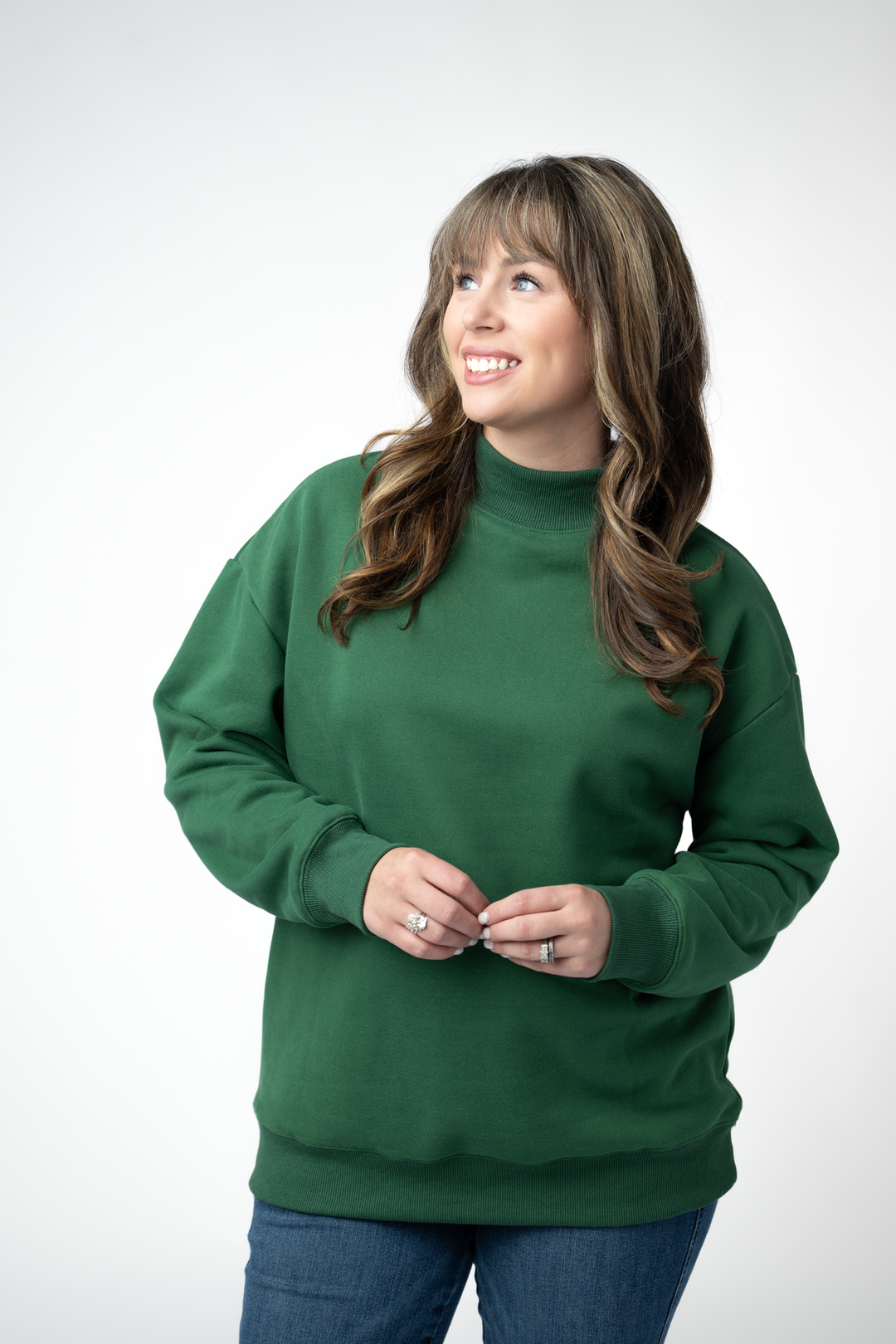 IN STOCK Marley Mock Neck Sweatshirt - Forest Green