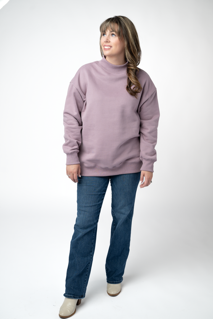 IN STOCK Marley Mock Neck Sweatshirt - Mauve