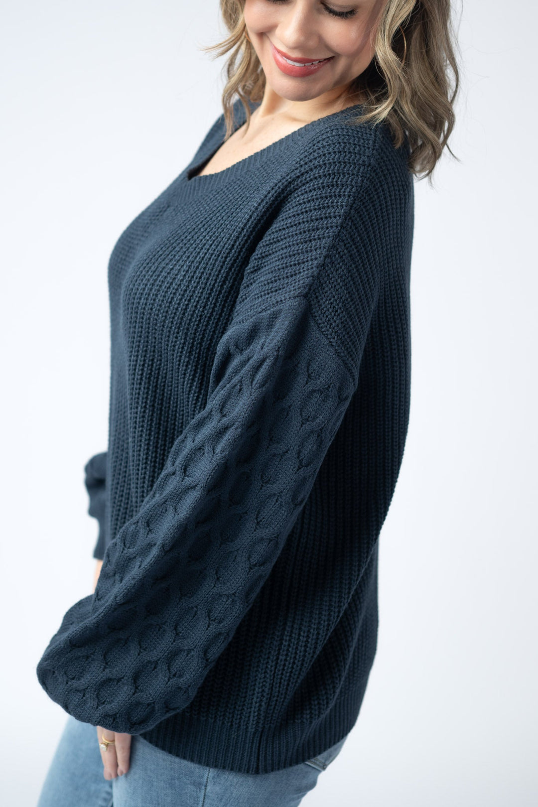 IN STOCK Talina Textured Sweater - Navy FINAL SALE