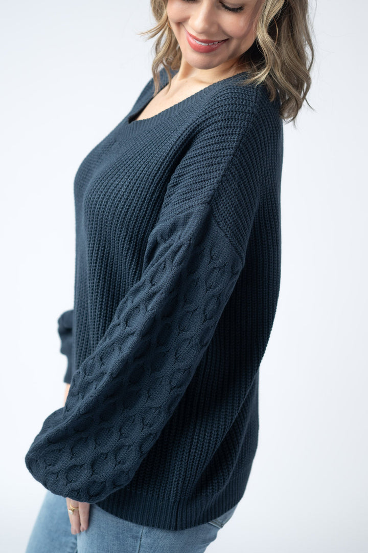 IN STOCK Talina Textured Sweater - Navy FINAL SALE
