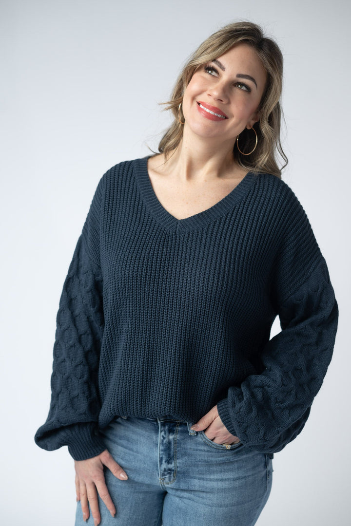 IN STOCK Talina Textured Sweater - Navy FINAL SALE