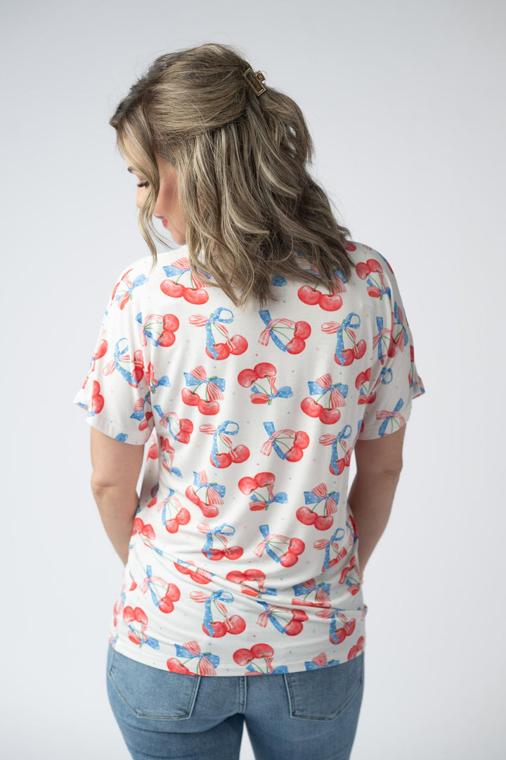 IN STOCK Chloe Cozy Top - Patriotic Cherries FINAL SALE