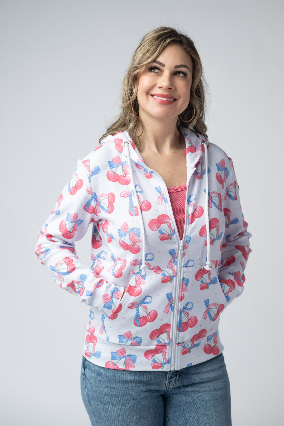 IN STOCK Fullzip Hoodie - Patriotic Cherries FINAL SALE
