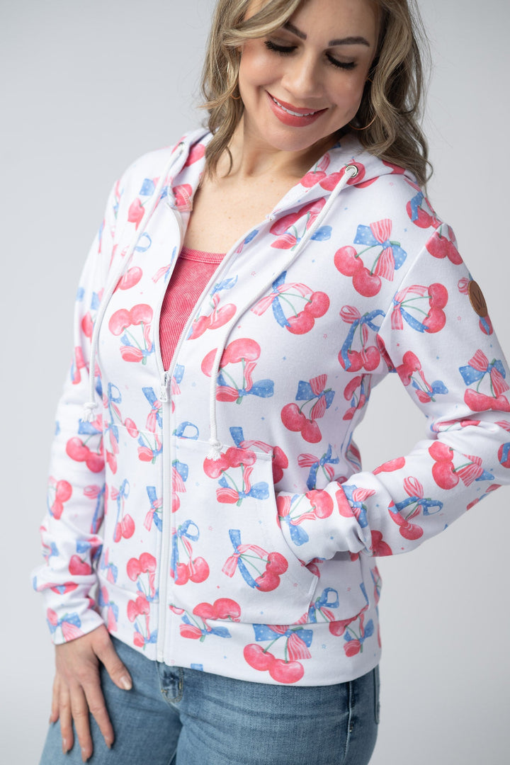IN STOCK Fullzip Hoodie - Patriotic Cherries FINAL SALE