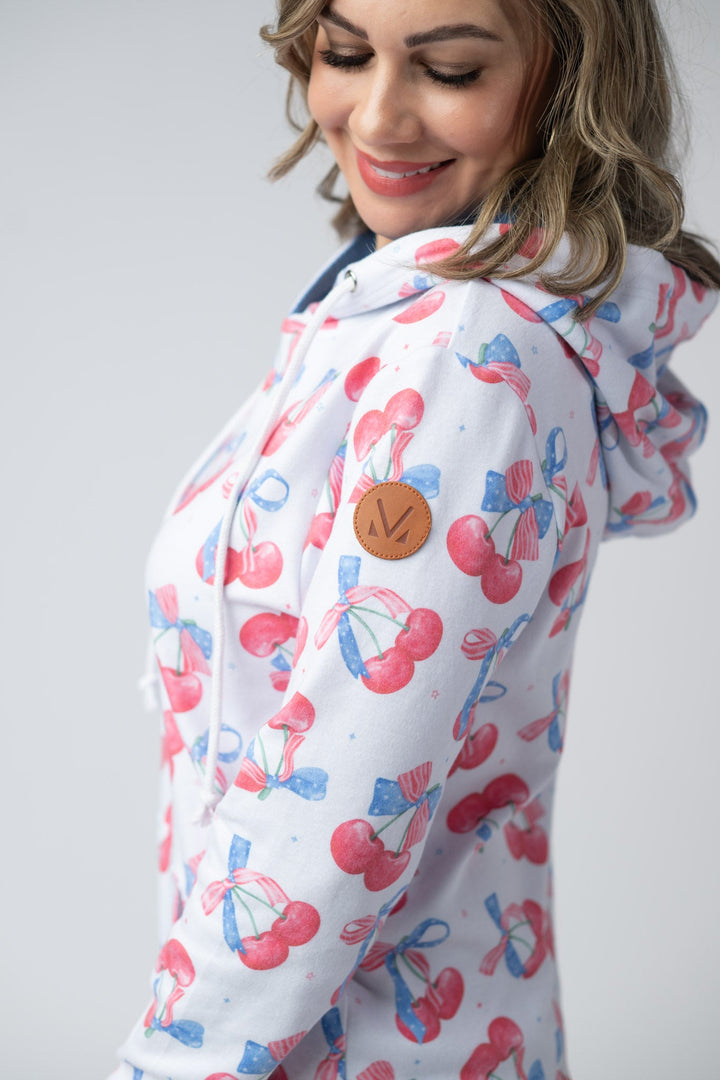 IN STOCK Hailey Pullover Hoodie - Patriotic Cherries FINAL SALE