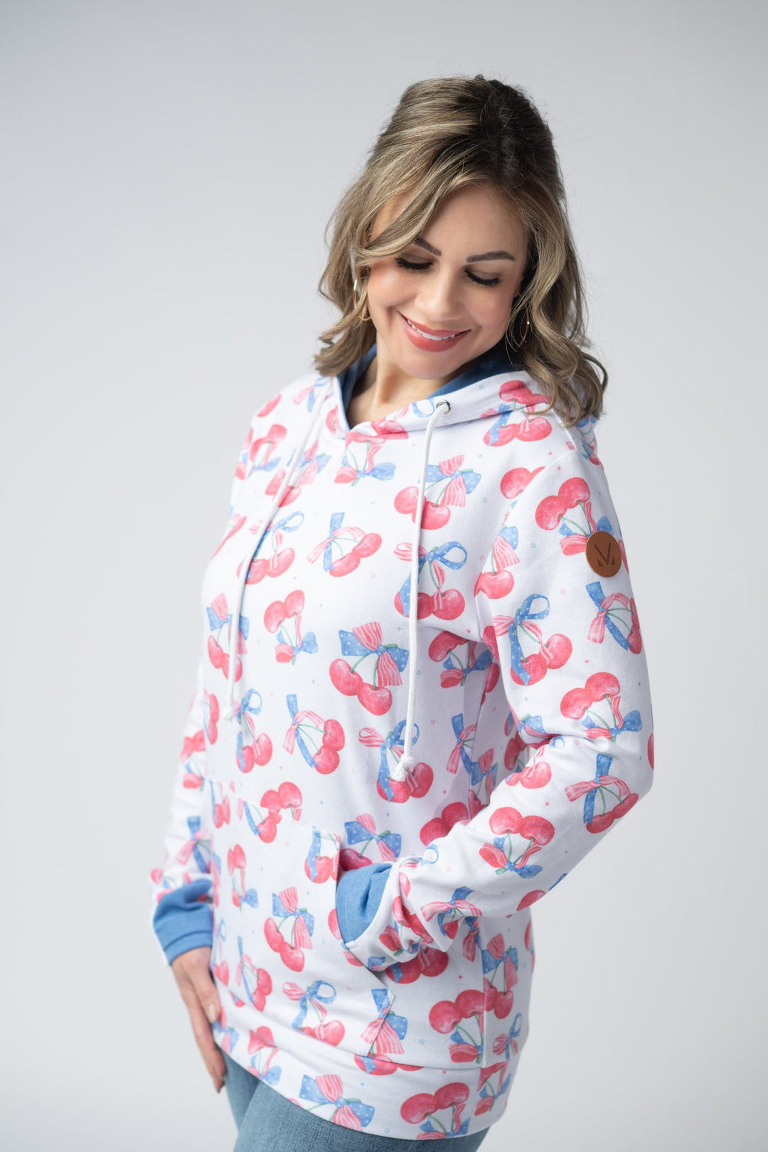IN STOCK Hailey Pullover Hoodie - Patriotic Cherries FINAL SALE