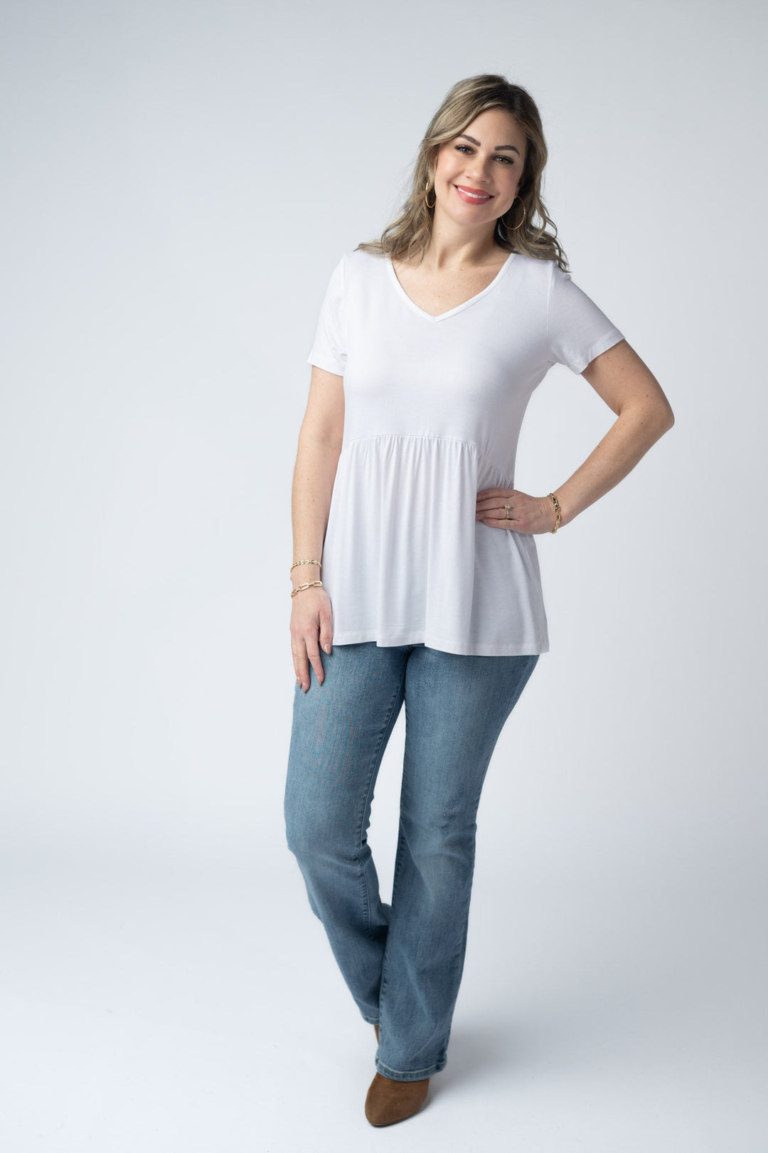 IN STOCK Sarah Ruffle Short Sleeve - White