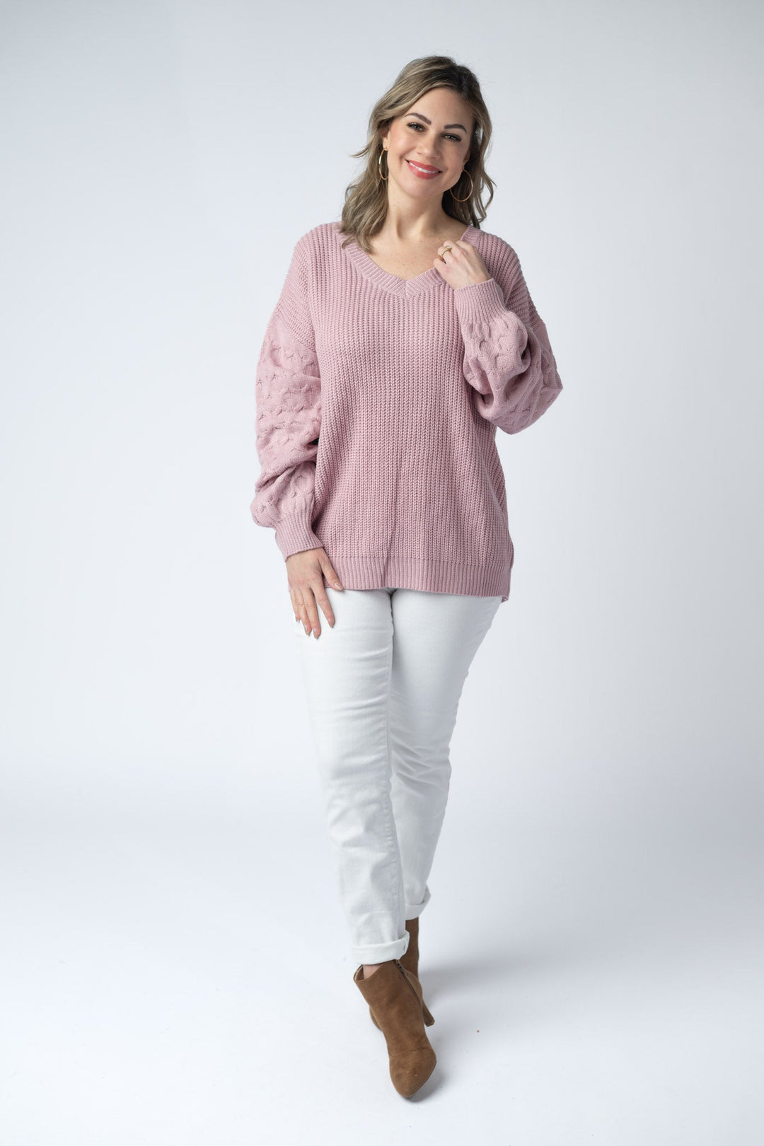 IN STOCK Talina Textured Sweater - Rose FINAL SALE