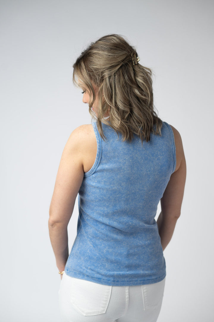 IN STOCK Audrey Vintage Wash Tank - Blue