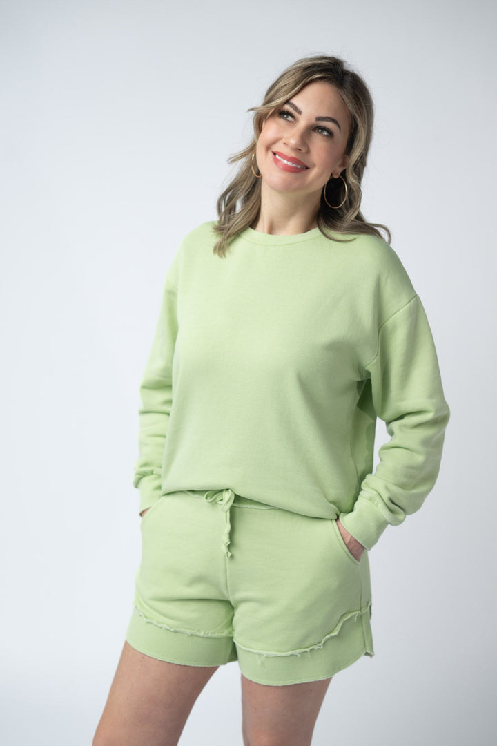 IN STOCK French Terry Stevie Shorts - Spring Leaf FINAL SALE