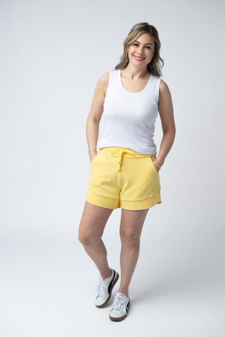 IN STOCK French Terry Stevie Shorts - Lemon