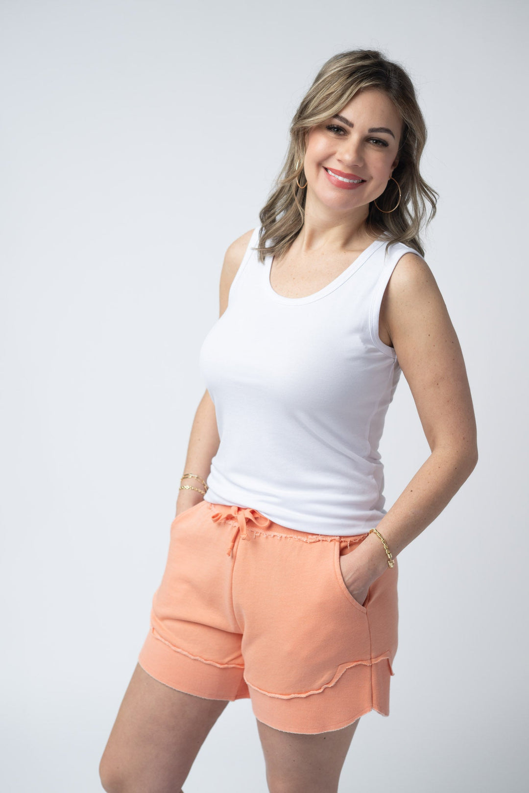 IN STOCK French Terry Stevie Shorts - Spring Peach FINAL SALE