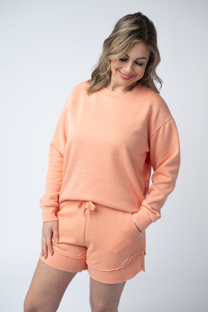IN STOCK French Terry Stevie Shorts - Spring Peach FINAL SALE