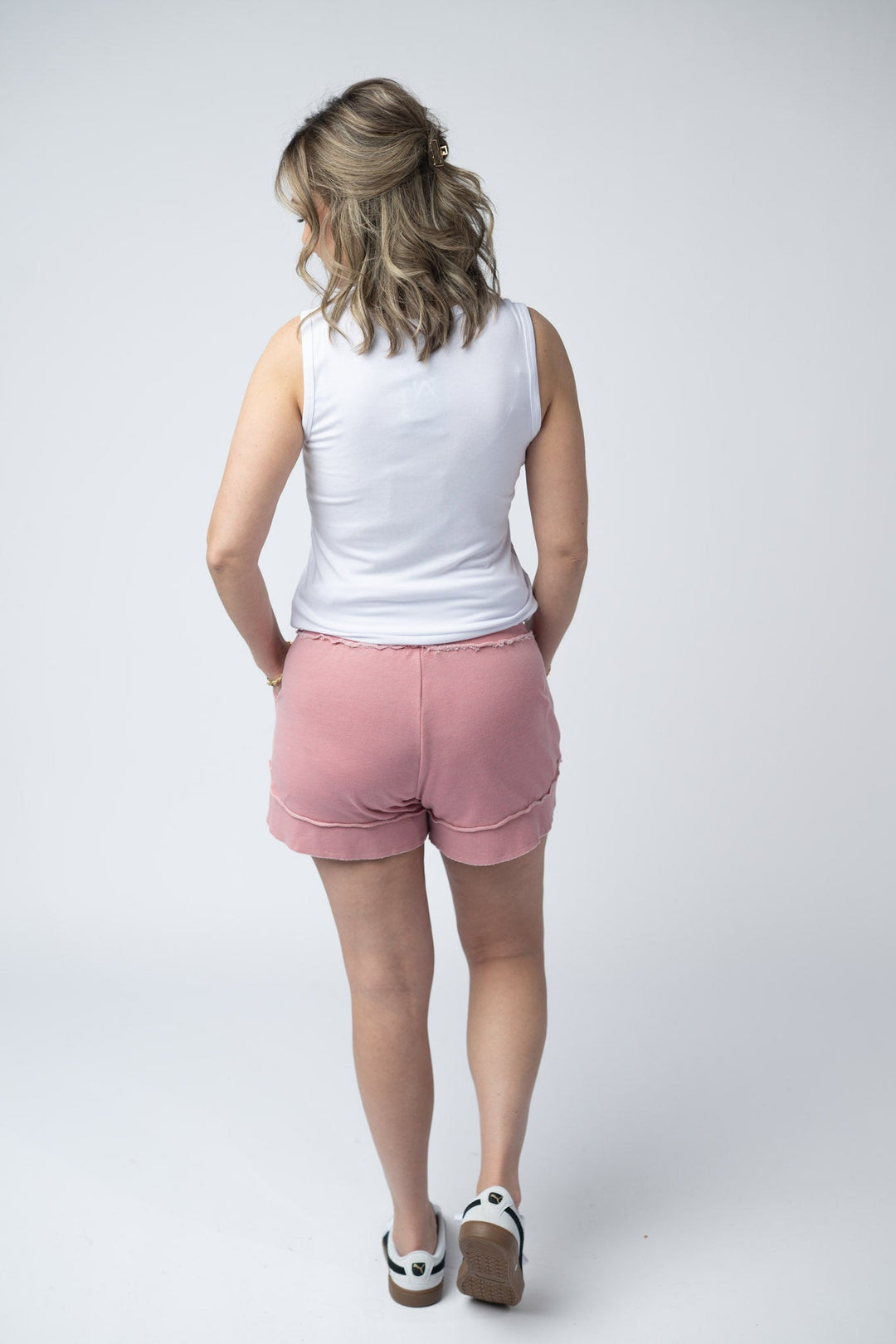 IN STOCK French Terry Stevie Shorts - Dusty Pink