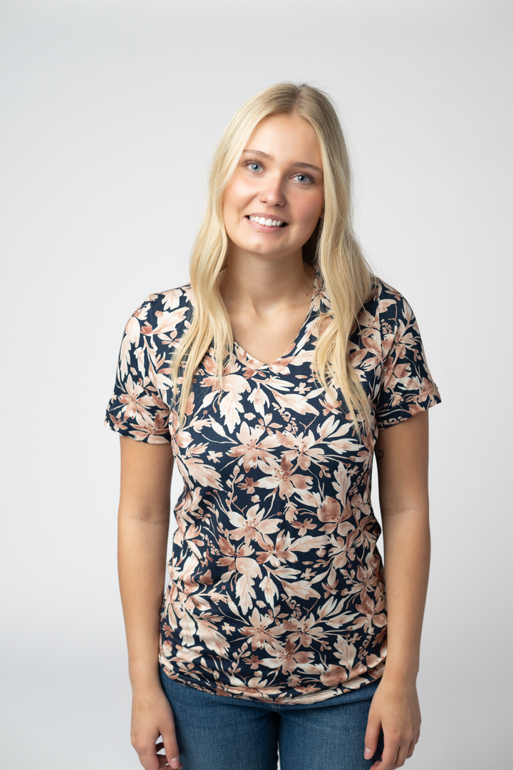 IN STOCK Sophie Top - Navy Autumn Petals