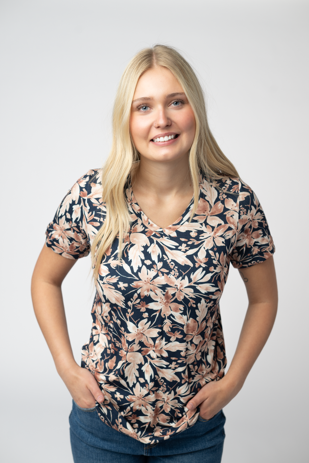 IN STOCK Sophie Top - Navy Autumn Petals