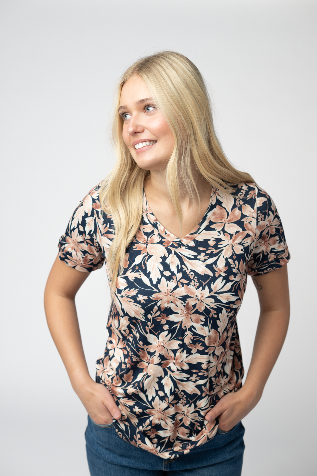 IN STOCK Sophie Top - Navy Autumn Petals