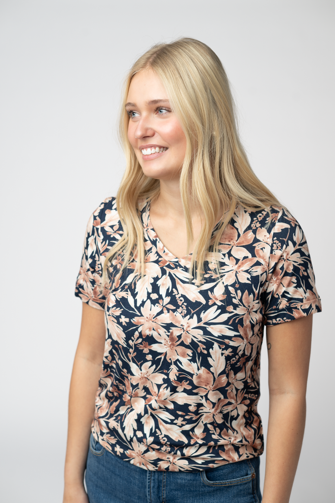 IN STOCK Sophie Top - Navy Autumn Petals