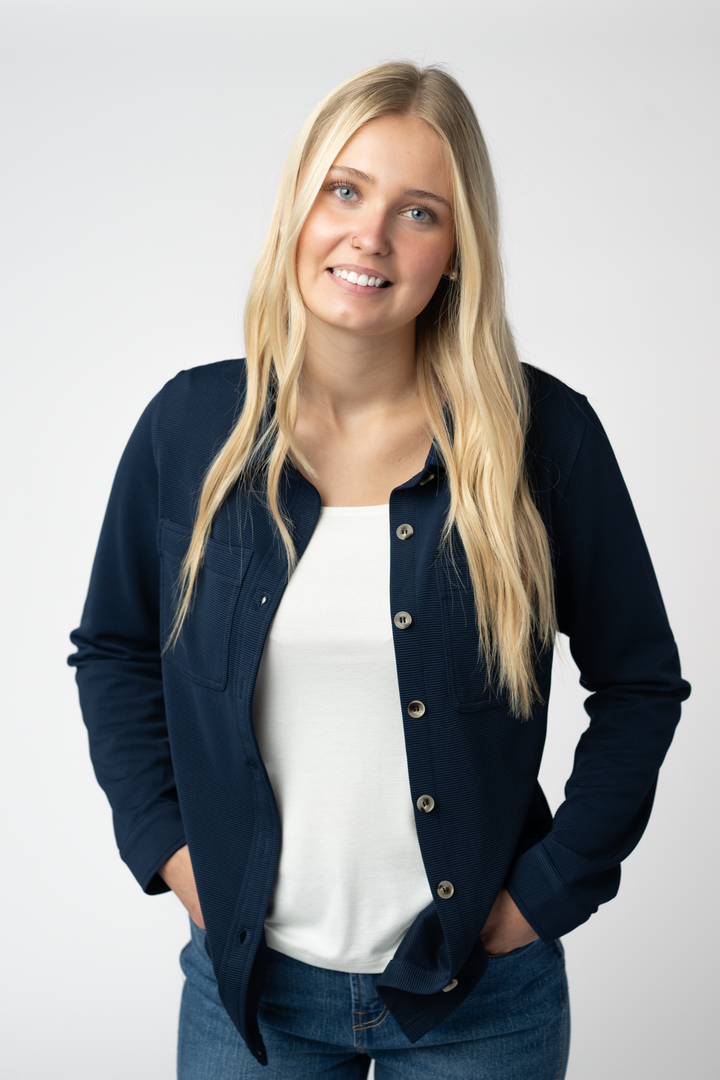 IN STOCK Ryleigh Ribbed Button Down - Navy