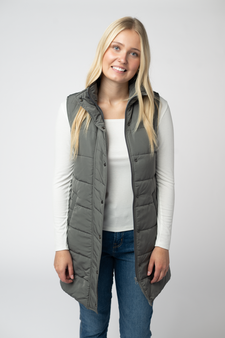 IN STOCK Harlow Long Vest - Grey