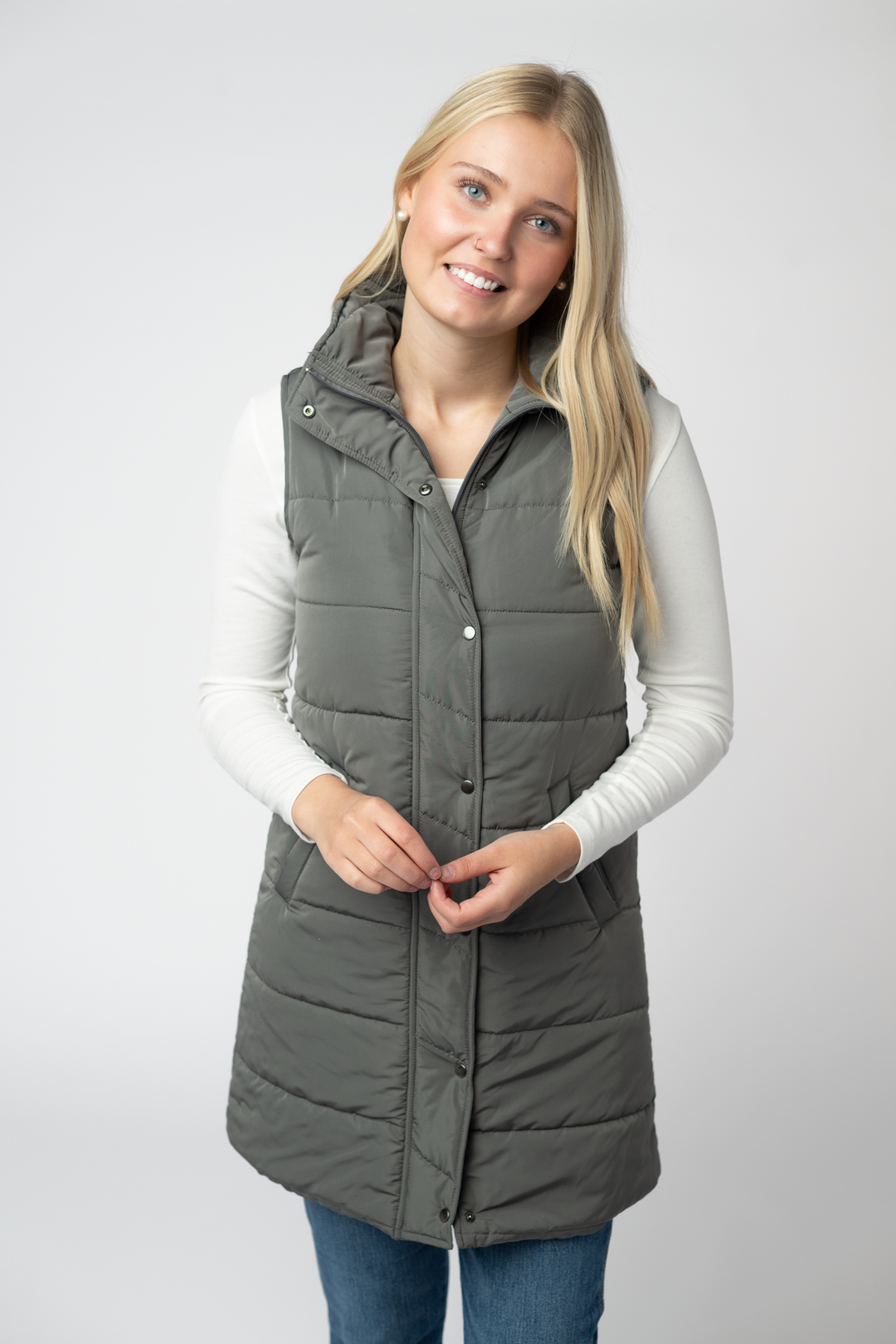 IN STOCK Harlow Long Vest - Grey