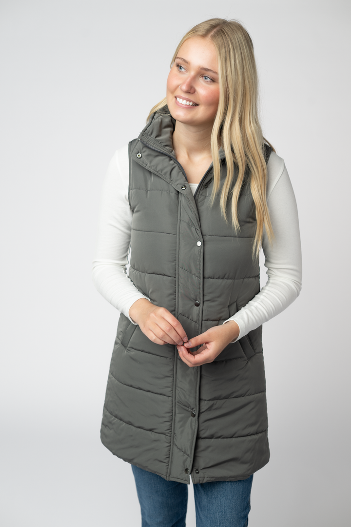 IN STOCK Harlow Long Vest - Grey