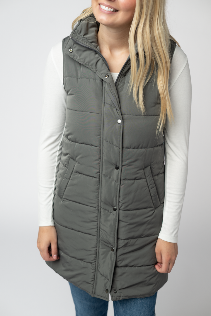 IN STOCK Harlow Long Vest - Grey