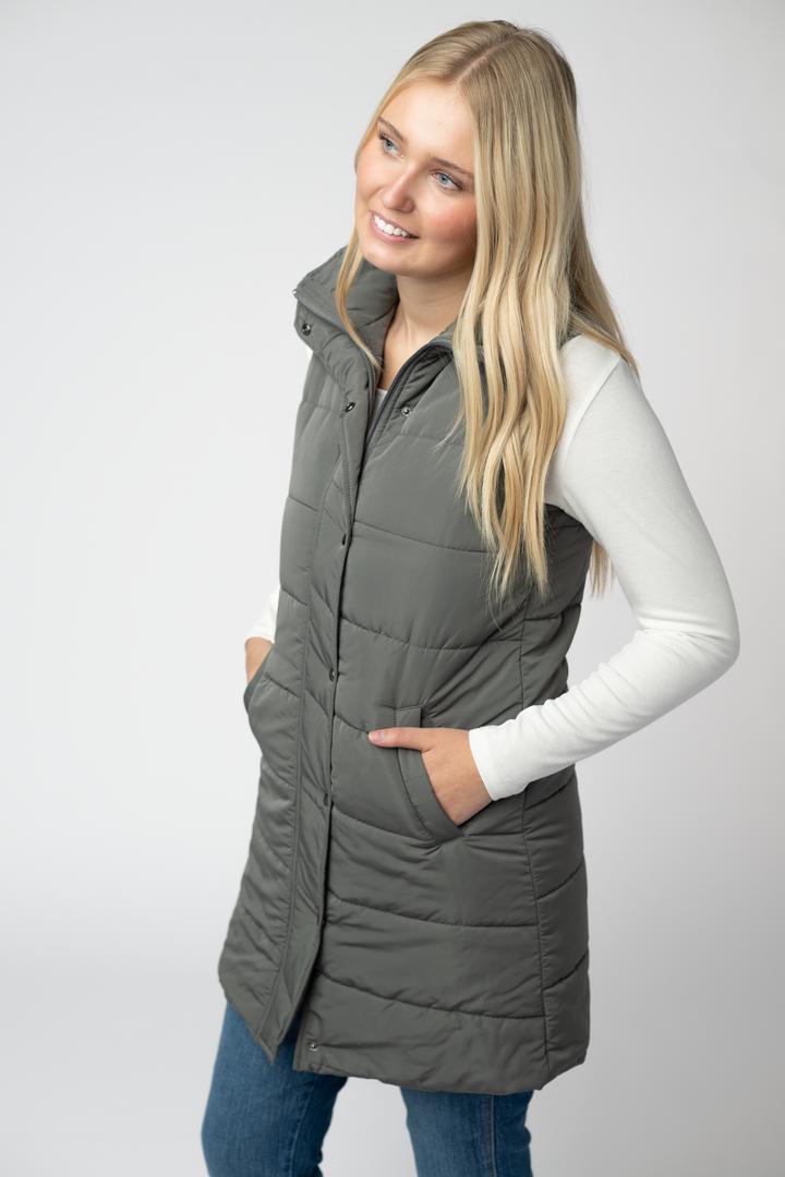 IN STOCK Harlow Long Vest - Grey